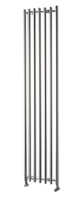 ULTRAHEAT TROJAN CHROME H1760mm x W390mm CURVED CONTEMPORARY VERTICAL 'D' PROFILE RADIATOR, TR4T18C